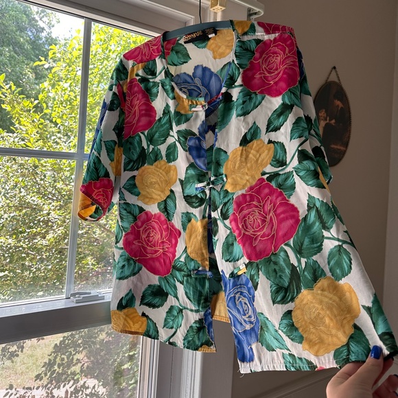 VTG Floral Satin Cover Up - Picture 1 of 6